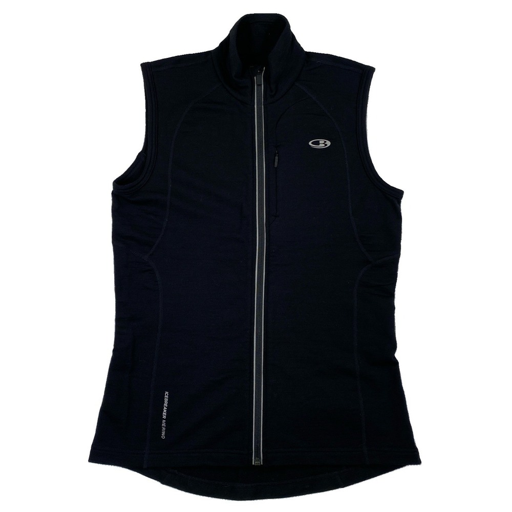 Icebreaker Merino GT Vest Women's Large Black Full Zip Stretch Wool